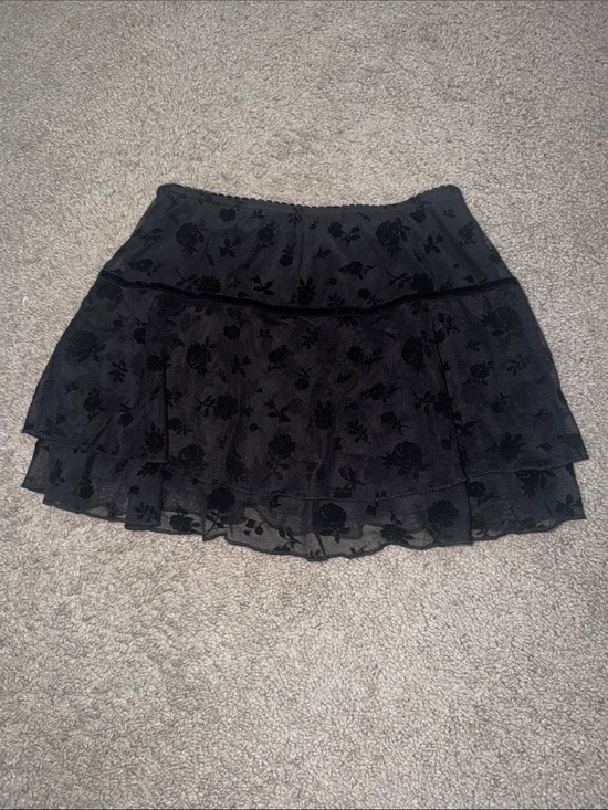 Originality Dresses & Skirts - Black Floral Ruffle Mini Skirt